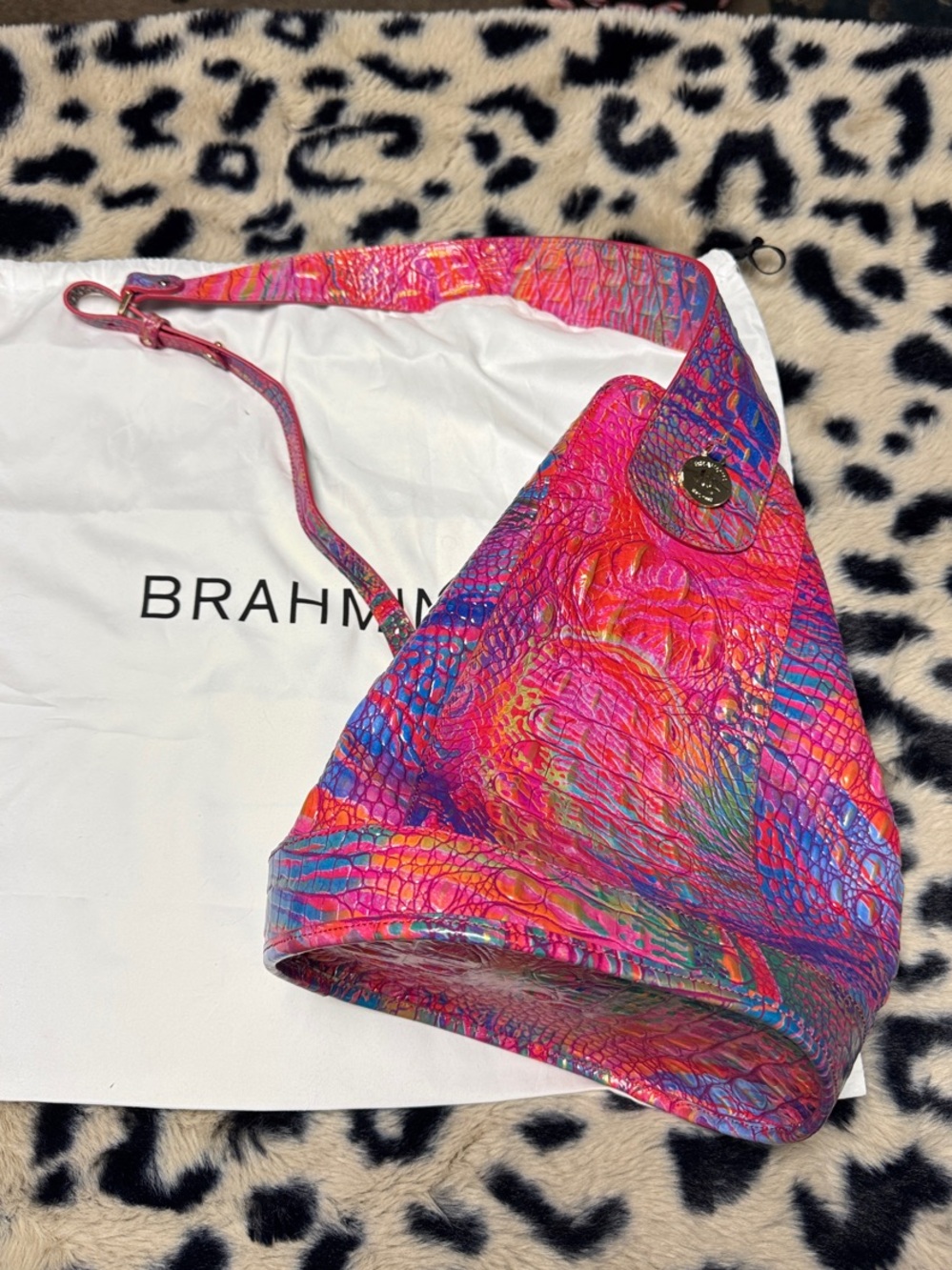 Brahmin Bright colored Croc-Embossed Hobo One-shoulder backpack